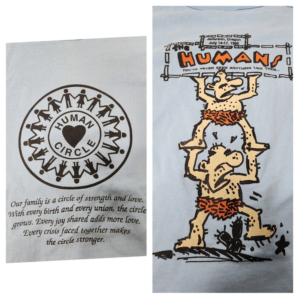 Vintage '95 Human Circle T-Shirt Adult XL FOTL Best Single Stitch Jefferson, OR